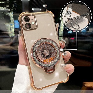 Ốp Lưng Cho iPhone 11 iPhone 11 Pro iPhone 11 Pro Max Bốn Góc Chống Rơi Mạ Điện Ốp Lưng Điện Thoại Thẩm Mỹ Con Quay Hồi Chuyển Giá Đỡ TPU Silicon Mềm