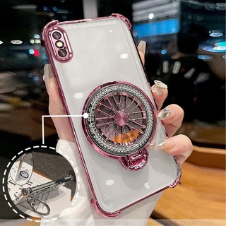 Ốp Lưng Cho iPhone X Xs Xr Xs Max Ốp Điện Thoại Mạ Điện Bốn Góc Chống Rơi Thẩm Mỹ Con Quay Hồi Chuyển Giá Đỡ TPU Silicon Mềm case
