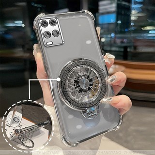 Ốp Lưng Cho OPPO A54 4G Vỏ Điện Thoại Mạ Điện Bốn Góc Chống Rơi Thẩm Mỹ Con Quay Hồi Chuyển Giá Đỡ TPU Silicon Mềm case