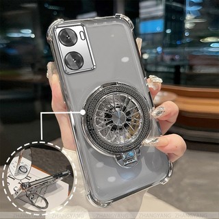 Ốp Lưng Cho OPPO A57 4G 2022 A57 5G 2022 A77 A77s Ốp Điện Thoại Mạ Điện Bốn Góc Chống Rơi Thẩm Mỹ Con Quay Hồi Chuyển Giá Đỡ TPU Silicon Mềm