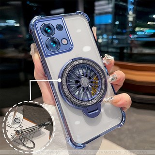 Ốp Lưng Cho OPPO Reno 8 5G Reno 8 Pro 5G Vỏ Điện Thoại Mạ Điện Bốn Góc Chống Rơi Thẩm Mỹ Con Quay Hồi Chuyển Giá Đỡ TPU Silicon Mềm