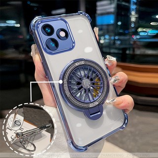 Ốp Lưng Cho Realme c53 Vỏ Điện Thoại Mạ Điện Bốn Góc Chống Rơi Thẩm Mỹ Con Quay Hồi Chuyển Giá Đỡ TPU Silicon Mềm Trường Hợp