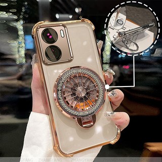 Ốp Lưng Cho Redmi 13C Bốn Góc Chống Rơi Mạ Điện Ốp Lưng Điện Thoại Con Quay Thẩm Mỹ Giá Đỡ TPU Silicon Mềm Trường Hợp