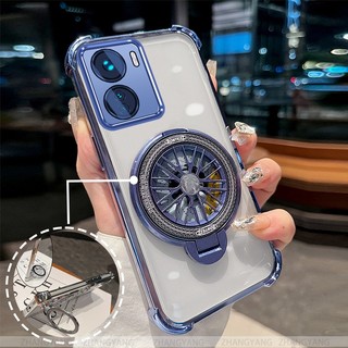 Ốp Lưng Cho Redmi 13C Bốn Góc Chống Rơi Mạ Điện Ốp Lưng Điện Thoại Con Quay Thẩm Mỹ Giá Đỡ TPU Silicon Mềm Trường Hợp