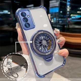 Ốp Lưng Cho Samsung A35 5G A55 5G Vỏ Điện Thoại Mạ Điện Bốn Góc Chống Rơi Thẩm Mỹ Con Quay Hồi Chuyển Giá Đỡ TPU Silicon Mềm