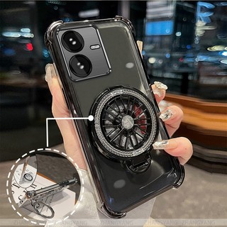 Ốp Lưng Cho vivo Y22S Y22 Ốp Điện Thoại Mạ Điện Bốn Góc Chống Rơi Thẩm Mỹ Con Quay Hồi Chuyển Giá Đỡ TPU Silicon Mềm case