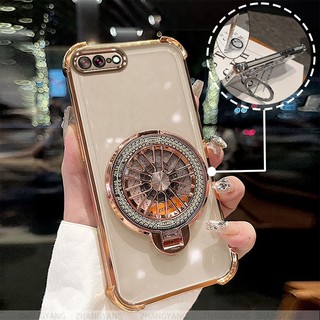 Ốp Lưng Cho iPhone 7 Plus iPhone 8 Plus Bốn Góc Chống Rơi Mạ Điện Ốp Lưng Điện Thoại Thẩm Mỹ Con Quay Hồi Chuyển Giá Đỡ TPU Silicon Mềm case