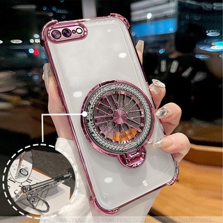 Ốp Lưng Cho iPhone 7 Plus iPhone 8 Plus Bốn Góc Chống Rơi Mạ Điện Ốp Lưng Điện Thoại Thẩm Mỹ Con Quay Hồi Chuyển Giá Đỡ TPU Silicon Mềm case