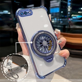 Ốp Lưng Cho iPhone 7 Plus iPhone 8 Plus Bốn Góc Chống Rơi Mạ Điện Ốp Lưng Điện Thoại Thẩm Mỹ Con Quay Hồi Chuyển Giá Đỡ TPU Silicon Mềm case