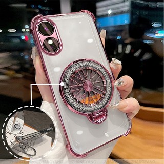 Ốp Lưng Cho OPPO reno 8T 4G reno 8T 5G Vỏ Điện Thoại Mạ Điện Bốn Góc Chống Rơi Thẩm Mỹ Con Quay Giá Đỡ TPU Silicon Mềm