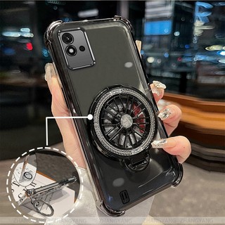 Ốp Lưng Cho Realme C11 2021 C20 C11 2020 Ốp Điện Thoại Mạ Điện Bốn Góc Chống Rơi Thẩm Mỹ Con Quay Hồi Chuyển Giá Đỡ TPU Silicon Mềm