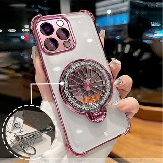 Ốp Lưng Cho iPhone 14 iPhone 14 Pro iPhone 14 Pro Max iPhone 14 Plus Bốn Góc Chống Rơi Mạ Điện Ốp Lưng Điện Thoại Thẩm Mỹ Con Quay Hồi Chuyển Giá Đỡ TPU Silicon Mềm