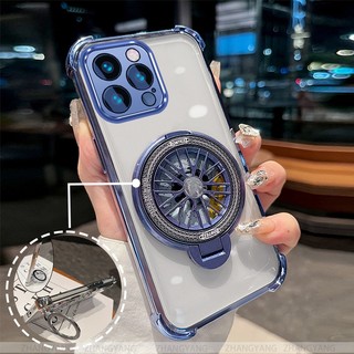 Ốp Lưng Cho iPhone 14 iPhone 14 Pro iPhone 14 Pro Max iPhone 14 Plus Bốn Góc Chống Rơi Mạ Điện Ốp Lưng Điện Thoại Thẩm Mỹ Con Quay Hồi Chuyển Giá Đỡ TPU Silicon Mềm