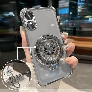 Ốp Lưng Cho OPPO A78 5G A58 5G Vỏ Điện Thoại Mạ Điện Bốn Góc Chống Rơi Thẩm Mỹ Con Quay Hồi Chuyển Giá Đỡ TPU Silicon Mềm