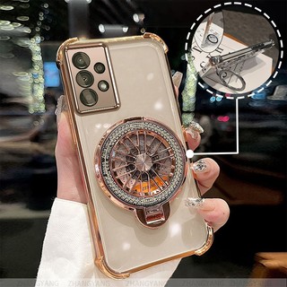 Ốp Lưng Dành Cho Samsung A32 4G A32 5G A52 Ốp Điện Thoại Mạ Điện Bốn Góc Chống Rơi Thẩm Mỹ Con Quay Hồi Chuyển Giá Đỡ TPU Silicon Mềm