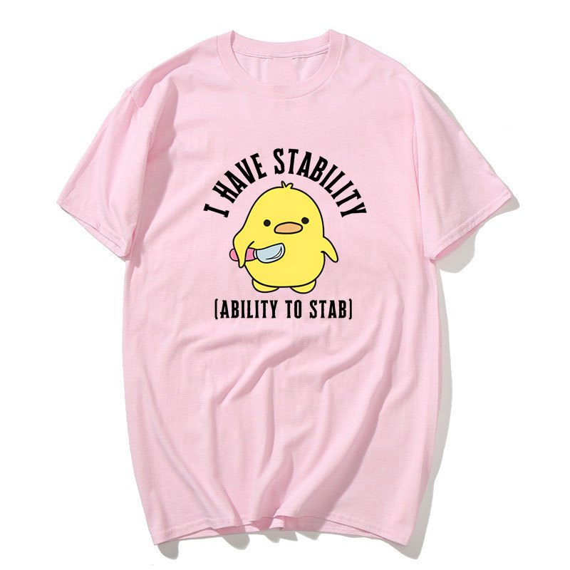 Tôi Có Khả Năng Ổn Định Áo nam Nữ Thời Trang Vịt Meme Graphic Áo Phông Cotton Mềm Unisex Tee Áo Dạo Phố
