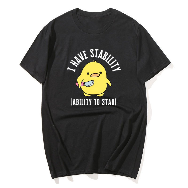 Tôi Có Khả Năng Ổn Định Áo nam Nữ Thời Trang Vịt Meme Graphic Áo Phông Cotton Mềm Unisex Tee Áo Dạo Phố