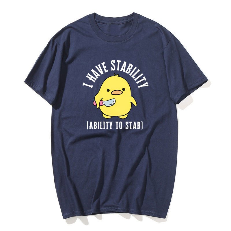 Tôi Có Khả Năng Ổn Định Áo nam Nữ Thời Trang Vịt Meme Graphic Áo Phông Cotton Mềm Unisex Tee Áo Dạo Phố
