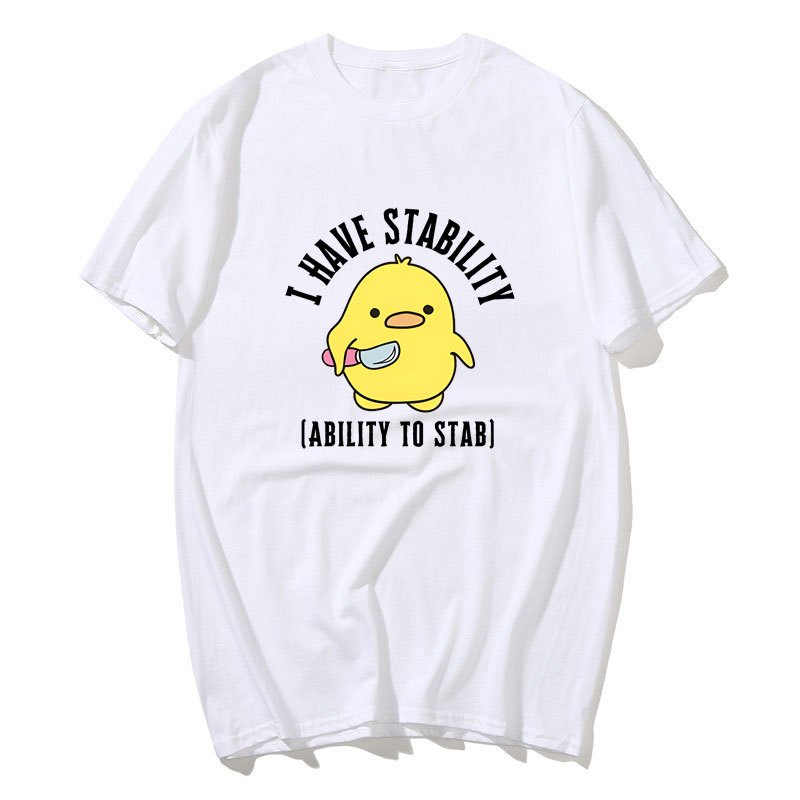 Tôi Có Khả Năng Ổn Định Áo nam Nữ Thời Trang Vịt Meme Graphic Áo Phông Cotton Mềm Unisex Tee Áo Dạo Phố
