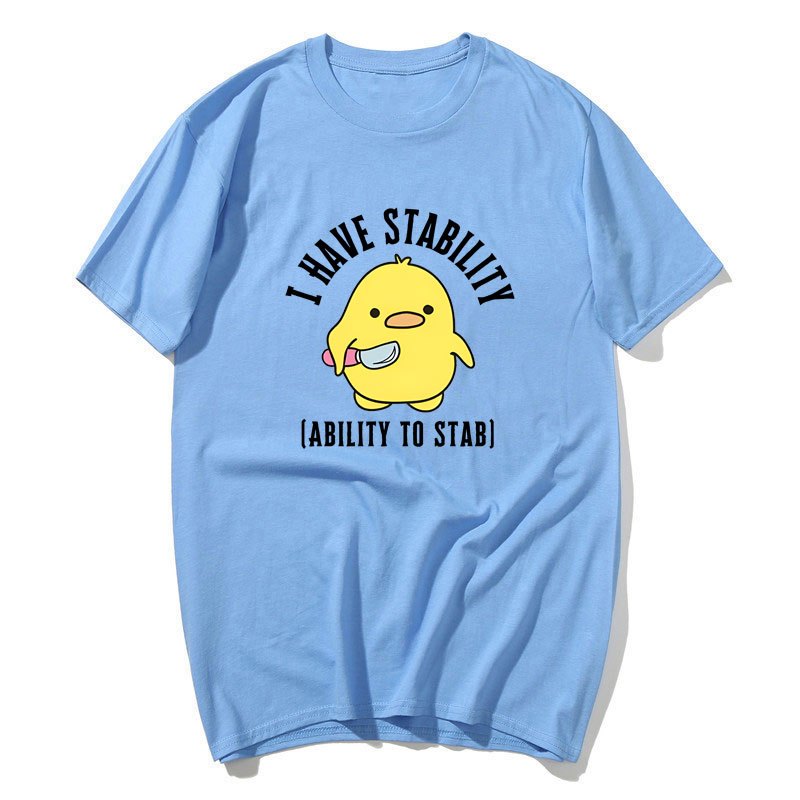 Tôi Có Khả Năng Ổn Định Áo nam Nữ Thời Trang Vịt Meme Graphic Áo Phông Cotton Mềm Unisex Tee Áo Dạo Phố
