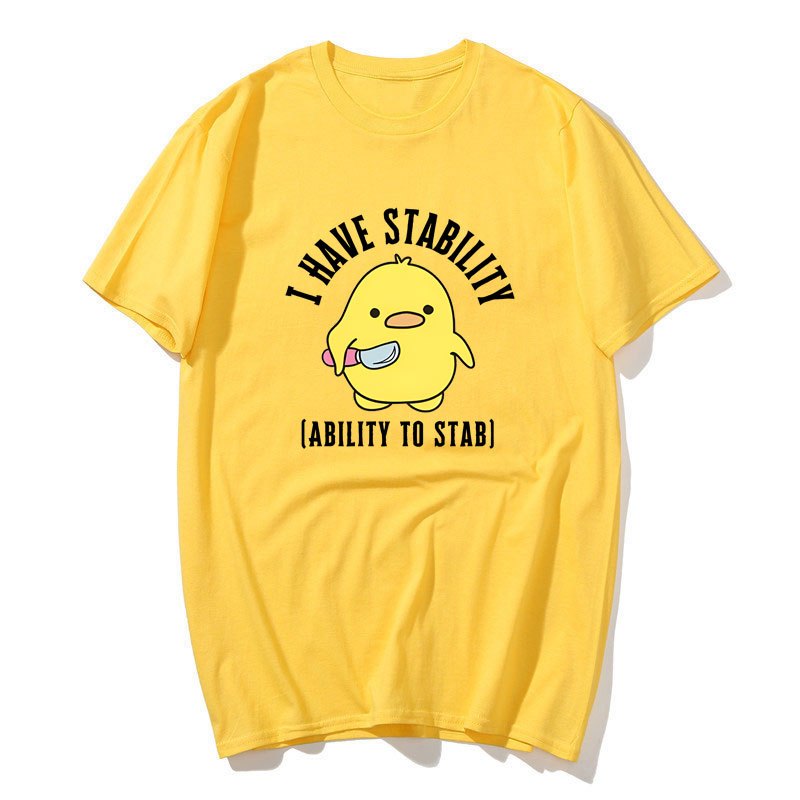 Tôi Có Khả Năng Ổn Định Áo nam Nữ Thời Trang Vịt Meme Graphic Áo Phông Cotton Mềm Unisex Tee Áo Dạo Phố