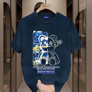 ✨Hàng có sẵn✨WASSUP Cute Teooy Bear -Áo thun nam mới! 100% cotton, thời trang, Unisex