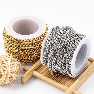 Dây chuyền mài hai mặt bằng thép không gỉ vàng 18K Dây chuyền trang sức đơn giản Phụ kiện vòng cổ tự làm