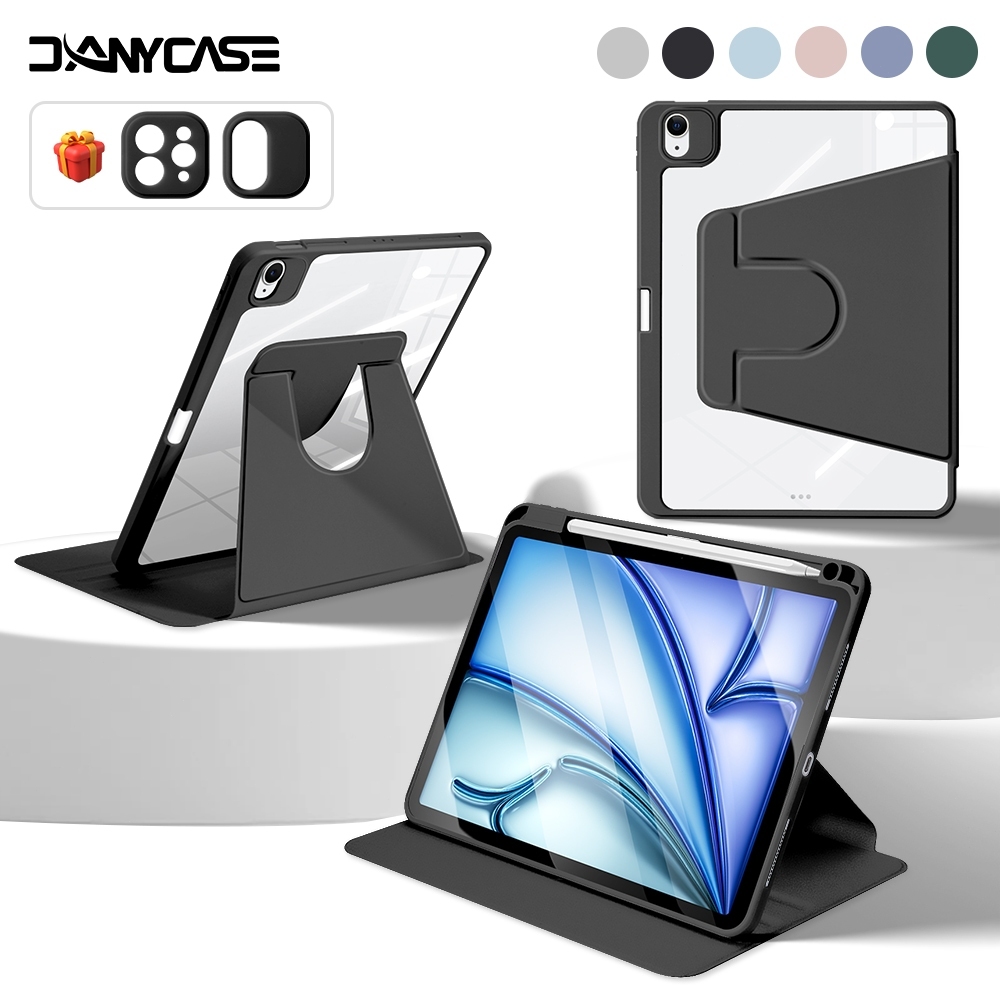 360° Ốp Lưng Xoay Cho iPad Air 6 M2 11 Air M3 M4 13 2026 Gen 11 A16 2025 Pro M4 M5 13 Gen 7 8 9 10.2 inch Air 4 5 10.9 Gen 10 Pro 11 12.9 Mini 7 6 Đứng Vỏ đựng bút chì