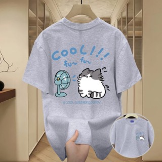 ✨Hàng có sẵn✨WASSUP Cartoon hair dryer kitten-Áo thun nam mới! 100% cotton, thời trang, Unisex
