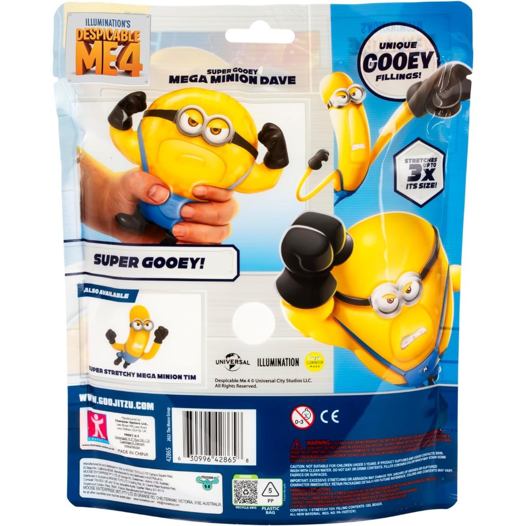Minions Despicable ME 4 Super Squishy Mega Dave | Đồ chơi nhân vật hành động Heroes of Goo JIT Zu | Với hạt nước Gooey độc đáo | Kéo giãn bé lên đến 3 lần kích thước