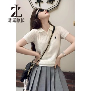 ZHELIHANGFEI Áo sơ mi polo ngắn tay dệt kim ve áo đơn giản mới