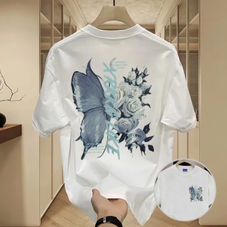 ✨Hàng có sẵn✨WASSUP Retro Rose Butterfly-Áo thun nam mới! 100% cotton, thời trang, Unisex