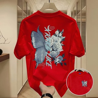 ✨Hàng có sẵn✨WASSUP Retro Rose Butterfly-Áo thun nam mới! 100% cotton, thời trang, Unisex