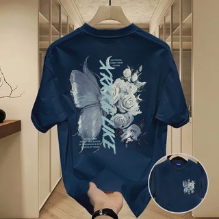 ✨Hàng có sẵn✨WASSUP Retro Rose Butterfly-Áo thun nam mới! 100% cotton, thời trang, Unisex