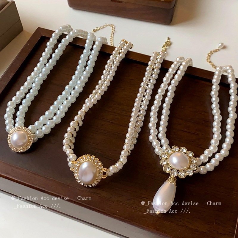Vòng Cổ Ngọc Trai Retro Choker Dây Xích - Phong Cách Thanh Lịch Thời Trang