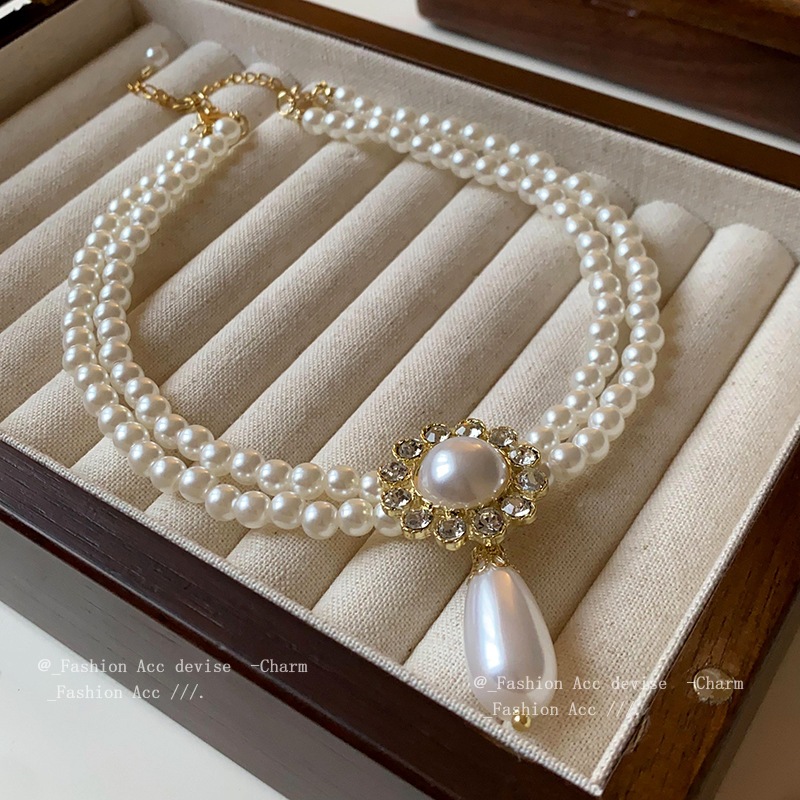 Vòng Cổ Ngọc Trai Retro Choker Dây Xích - Phong Cách Thanh Lịch Thời Trang