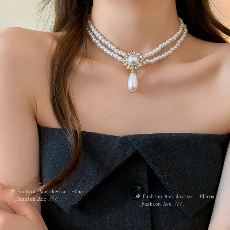 Vòng Cổ Ngọc Trai Retro Choker Dây Xích - Phong Cách Thanh Lịch Thời Trang