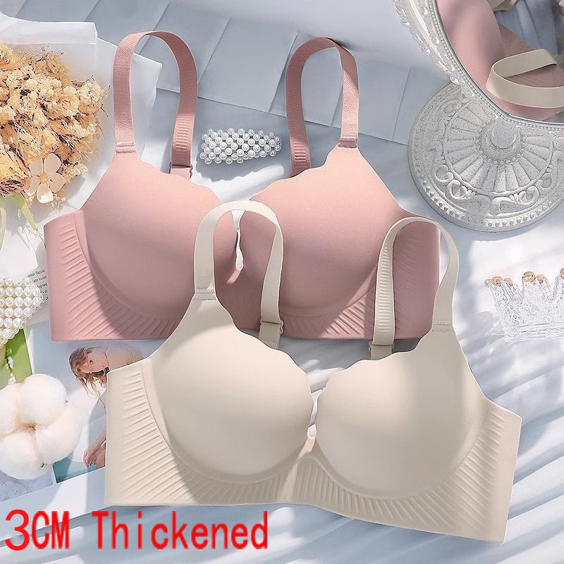 Dày 3cm Liền Mạch Không Vòng Thép Quần Lót Nữ Ngực Nhỏ Tập Hợp Nhìn Lớn 2024 Phong Cách Mới Áo Ngực Bán Chạy