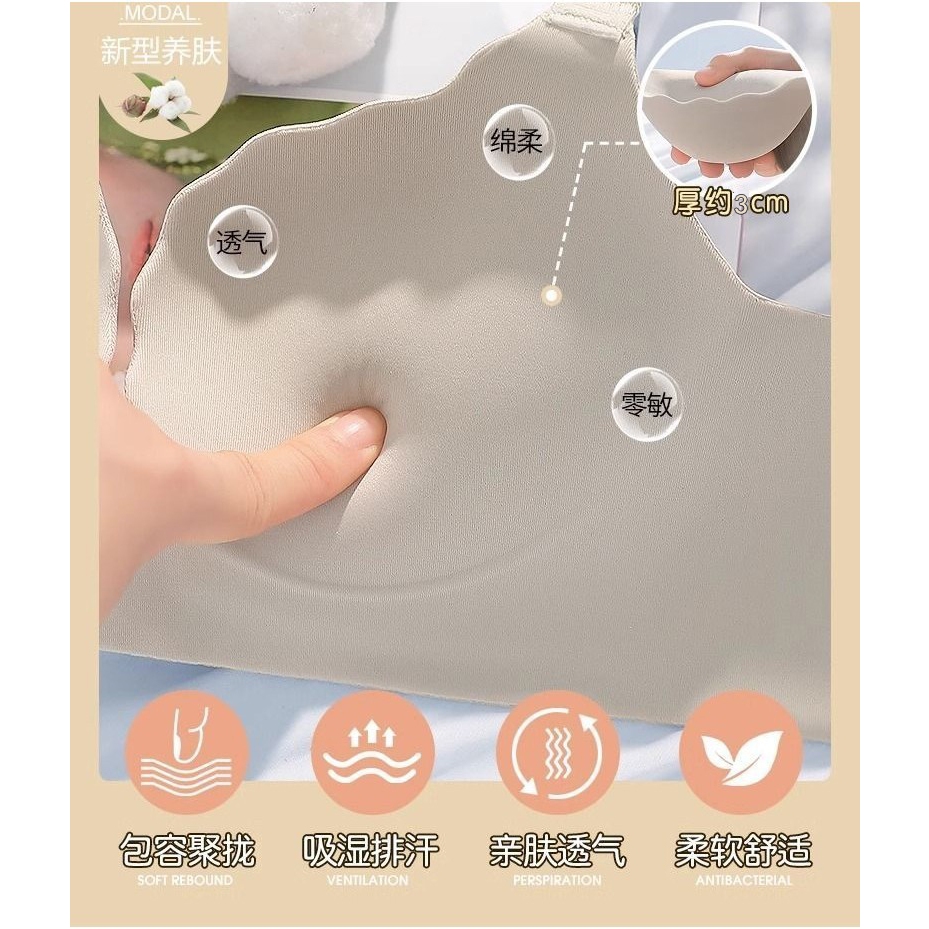 Dày 3cm Liền Mạch Không Vòng Thép Quần Lót Nữ Ngực Nhỏ Tập Hợp Nhìn Lớn 2024 Phong Cách Mới Áo Ngực Bán Chạy
