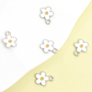 20 Chiếc Làm Mới Trắng Frangipani Mini Plumeria Men Quyến Rũ DIY Xuân Hè Thời Trang Vòng Cổ, Vòng Tay, Bông Tai, Vòng Chân, Dây Xích Điện Thoại Hoa Nhỏ Dễ Thương Mặt Dây Hợp Kim Dầu Nhỏ Giọt