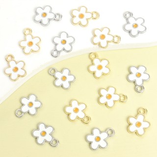 20 Chiếc Làm Mới Trắng Frangipani Mini Plumeria Men Quyến Rũ DIY Xuân Hè Thời Trang Vòng Cổ, Vòng Tay, Bông Tai, Vòng Chân, Dây Xích Điện Thoại Hoa Nhỏ Dễ Thương Mặt Dây Hợp Kim Dầu Nhỏ Giọt