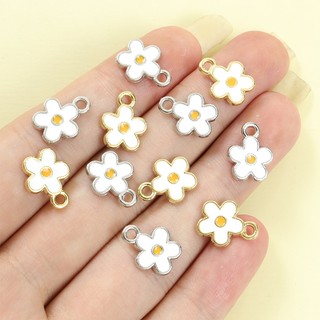 20 Chiếc Làm Mới Trắng Frangipani Mini Plumeria Men Quyến Rũ DIY Xuân Hè Thời Trang Vòng Cổ, Vòng Tay, Bông Tai, Vòng Chân, Dây Xích Điện Thoại Hoa Nhỏ Dễ Thương Mặt Dây Hợp Kim Dầu Nhỏ Giọt