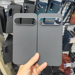 Ốp Điện Thoại Sợi Carbon Aramid Từ Tính Cho Google Pixel 9 Pro XL 9 Pro Vòng Ống Kính Kim Loại Siêu Mỏng Vỏ Sạc Không Dây