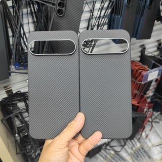 Ốp Điện Thoại Sợi Carbon Aramid Từ Tính Cho Google Pixel 9 Pro XL 9 Pro Vòng Ống Kính Kim Loại Siêu Mỏng Vỏ Sạc Không Dây