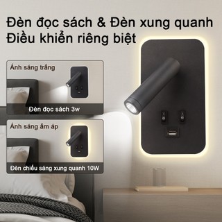 Đèn LED đọc sách CANMEIJIA Đèn tường đầu giường có cổng sạc công tắc USB 360° Đèn chiếu sáng treo tường xoay cho phòng ngủ Hành lang đầu giường Trang trí nội thất