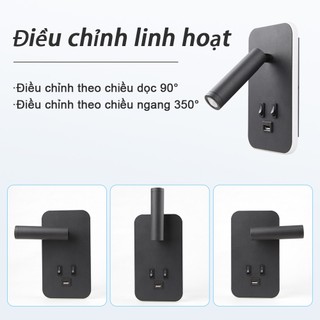 Đèn LED đọc sách CANMEIJIA Đèn tường đầu giường có cổng sạc công tắc USB 360° Đèn chiếu sáng treo tường xoay cho phòng ngủ Hành lang đầu giường Trang trí nội thất