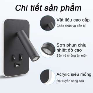 Đèn LED đọc sách CANMEIJIA Đèn tường đầu giường có cổng sạc công tắc USB 360° Đèn chiếu sáng treo tường xoay cho phòng ngủ Hành lang đầu giường Trang trí nội thất