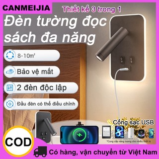 Đèn LED đọc sách CANMEIJIA Đèn tường đầu giường có cổng sạc công tắc USB 360° Đèn chiếu sáng treo tường xoay cho phòng ngủ Hành lang đầu giường Trang trí nội thất