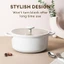 【Giá thấp lịch sử toàn shop】JEETEE Nồi Canh Chống Dính Phủ Gốm Trắng 24/28cm Kèm Nắp Kính PFOA Free Dùng Cho Bếp Từ, Bếp Gas, Bếp Hồng Ngoại