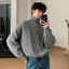 Tianlesiwei Phong cách Hàn Quốc đơn giản nam nữ áo len dệt kim dáng rộng mùa thu đông cổ cao áo len phong cách lười biếng